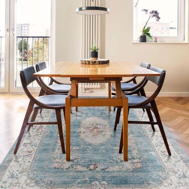 Килим TALETA для вітальні, спальні, офісу: вінтажний, квітковий, 160 x 230 см, блакитний