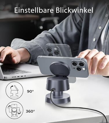 База для зарядки 4-в-1 для iPhone 17/16/15/14 Pro Max, бездротовий зарядний стан з нічним світлом, сумісний з Apple Watch та AirPods (сірий, 20W)