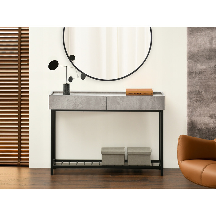 Консольний столик Mebel-Partner бетон, чорний матовий, 117 x 85 x 27 см