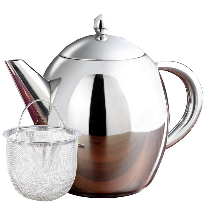Чайник Rosenstein & Söhne з металевим ситом: нержавіюча сталь, 0,5 л, для чаю та кави, сумісний з Induktion, миється в посудомийній машині