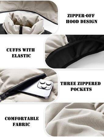 Чоловіча зимова жилетка AIEOE з капюшоном, тепла степна жилетка, стильний блоковий колір, розміри EU S-XL (Хакі, L)