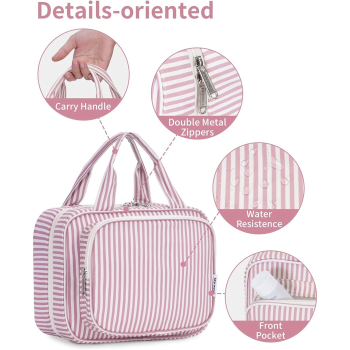 Narwey Косметичка для дівчаток з сіткою, велика, зелено-сіра, з смугами, модель Y