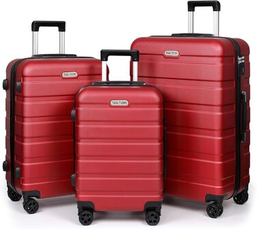 Набір валіз TANTOMI 3 шт., ABS, з колесами, 20/24/28 дюймів, червоний колір