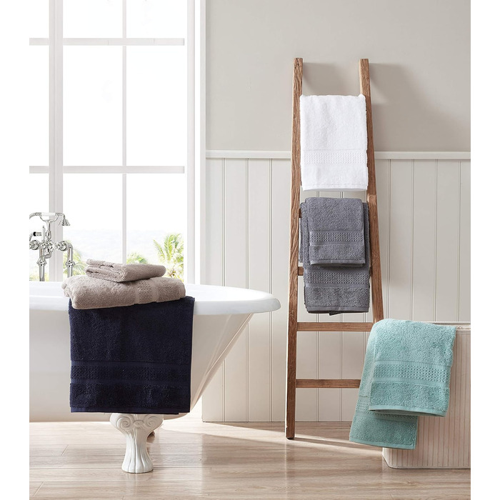 Nautica - 6 Piece Bath Towel Set, absorbent & colorfast cotton, towel set, fashionable bathroom decoration, Öko-Tex Certified (Ocean Turquoise, 6 Piece) 6 Piece Turquoise