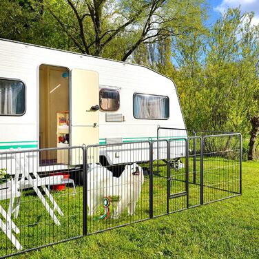 Металевий вольєр для собак, котів, кроликів COSTWAY 80 см, 8-секційний, з дверцятами на замок, чорний