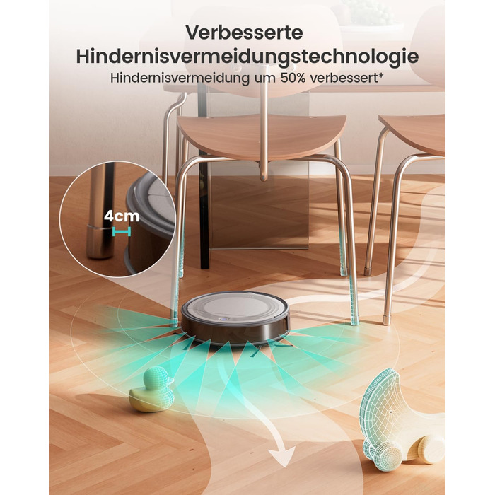 Робот-пилосос LEFANT M310 сірий: потужність 4500Pa, 180 хв роботи, Wi-Fi керування, для тварин та твердих поверхонь