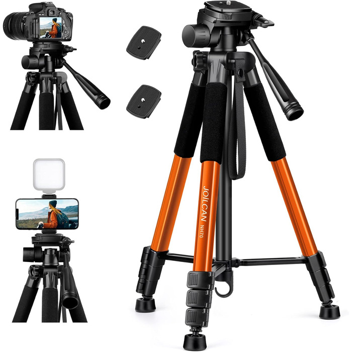 Штатив для камери JOILCAN 165см, алюміній, 5.5кг, з чохлом, для Canon, Nikon, Sony, смартфонів
