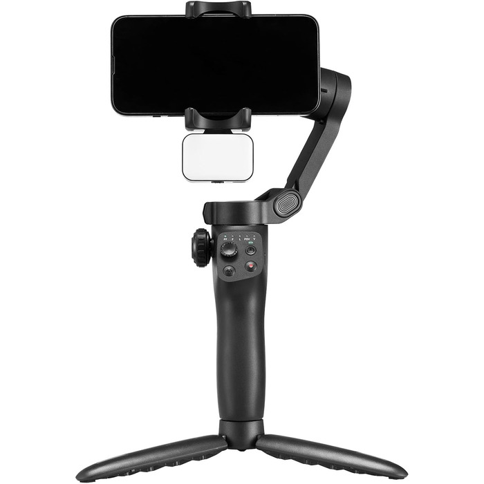 Стабілізатор Gimbal для смартфона VEVOR, 3-осьова стабілізація, трекінг облич/об'єктів, штатив, портативний та складаний, для відеозйомки, DC 3.5–4.2V (вбудована світлодіодна лампа, керування через додаток)