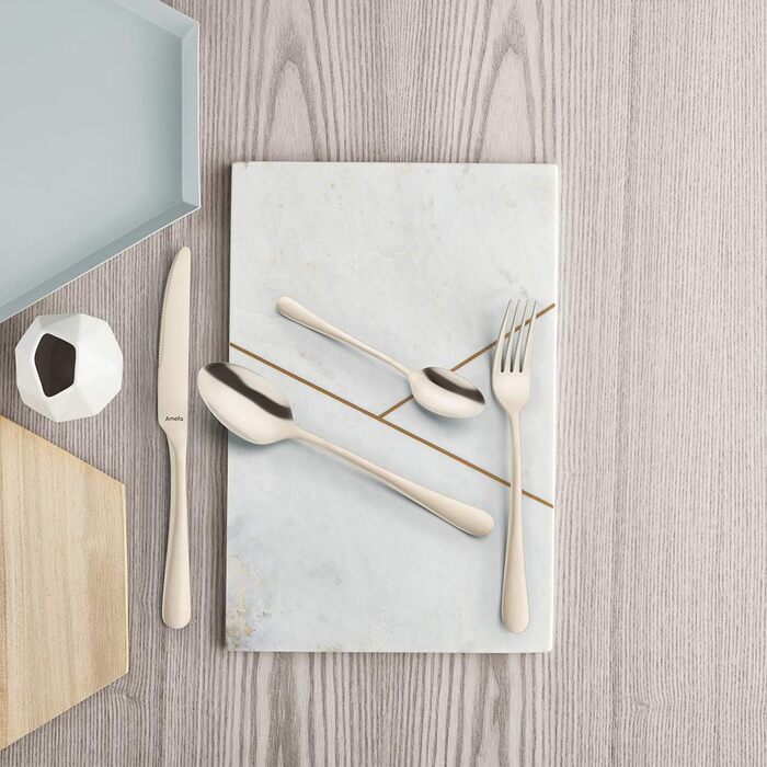 Набір ложок для лате макіато Amefa AUSTIN | 6 штук | Стильний дизайн | Нержавіюча сталь з PVD покриттям | Сатинова обробка | 19,8 см