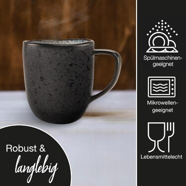 Набір келихів для кави Moritz & Moritz ORGANIC 6 шт. - сірий керамічний набір з неповторним градієнтом кольору, придатний для миття в посудомийній машині