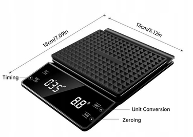 Прецизійні кухонні ваги 3000г / 0,1г з таймером для заварювання кави