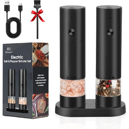 Електричні млини для солі та перцю (2 шт.), USB, для великої солі та перцю