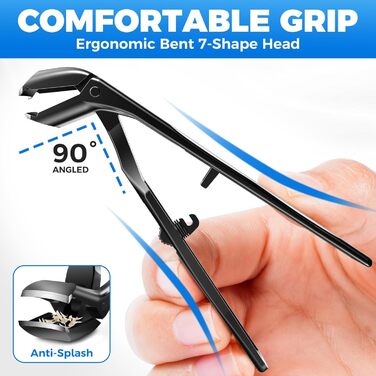 Кусачки для нігтів для літніх людей з широкими щелепами та довгою ручкою, кусачки для кутикули з кутовою головкою, з контейнером для збору обрізків, подарунок для чоловіків та жінок, чорні