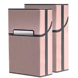 Металеве екіпе для сигарет на 20 сигарет, рожеве золото, сірий, шампань (2 шт.)