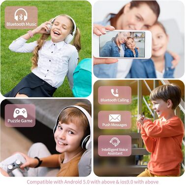 Дитячий розумний годинник Kinderuhr: фітнес-трекер з пульсометром, лічильником кроків, будильником, IP68, водонепроникний, для хлопчиків та дівчаток, рожевий