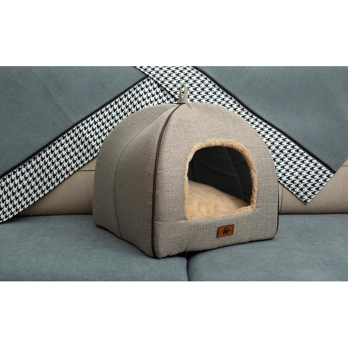 Кімната для кота WINDRACING: затишне ліжко-печера для дому, великий розмір (L), бежевий колір. Знімний, пральний лежак, самостійно зігрівається.