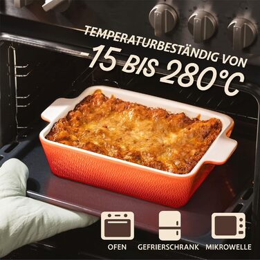 Форма для запікання Praknu Groß - керамічна форма для лазаньї з високим бортиком, оранжево-червоного кольору