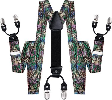 Чоловіча краватка Dubulle з квітковим візерунком Paisley, шовкова краватка для чоловіків, смугаста, комплект краватки та нагрудного хустинки для весілля, бізнесу (A Multi Green)