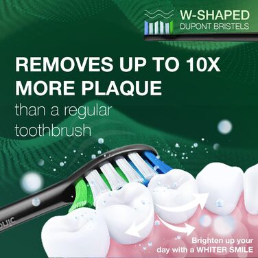 Звукова зубна щітка Wagner Stern Emerald Green Edition з освітленням: 5 режимів, 8 насадок, дорожній футляр