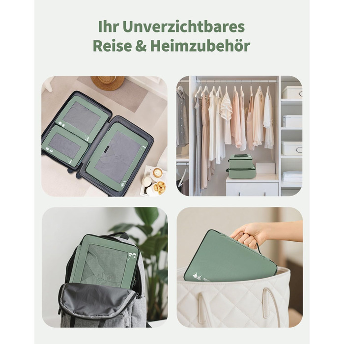 Набір органайзерів для валізи ECOHUB 7 шт., тревел-куби з блискавкою, з переробленого PET, зелений колір