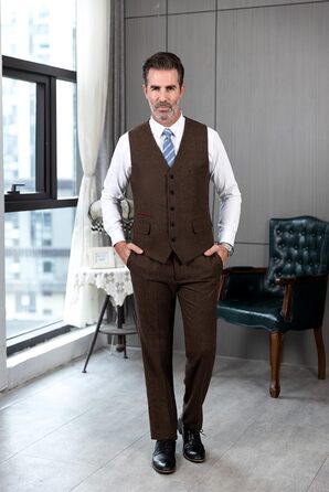 Жилет чоловічий SOLOVEDRESS вовняний, формальний, Regular Fit, для весілля, для наречених та гостей, коричневий