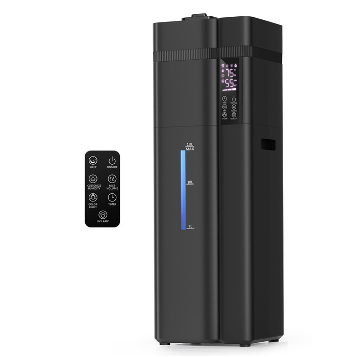 Зволожувач повітря великого приміщення 13л з аромадіфузором, 800ft², 100 годин роботи, автоматичне регулювання вологості, верхнє заповнення, тихий (35dB), режим сну, таймер 24 години