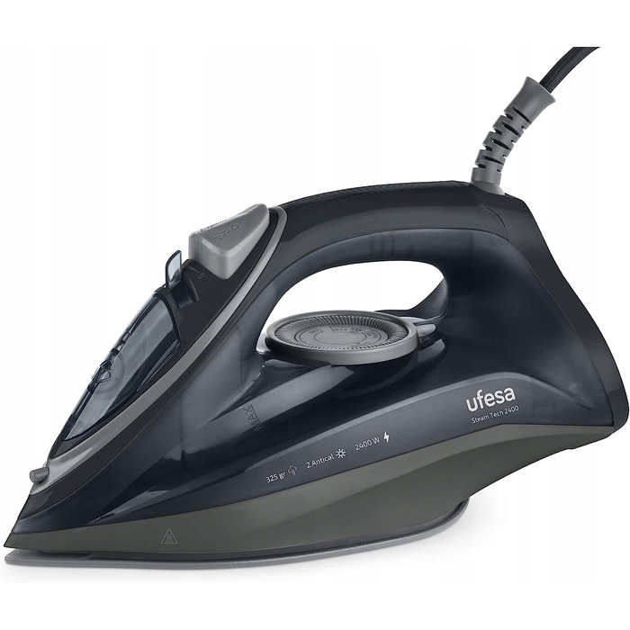 Парова праска Ufesa Steam Tech 2400 з керамічною підошвою, 2400 Вт, 120 г/хв, чорна