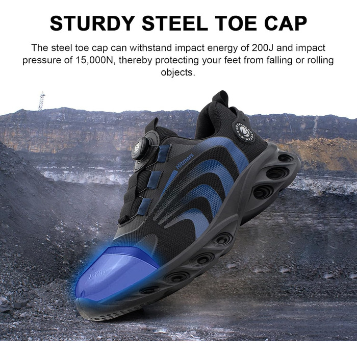 Черевики для роботи Hitmars: чоловічі та жіночі, з металевим носком, зручні кухарські черевики, легкі, для дахів, чорні та сині, EU36-48