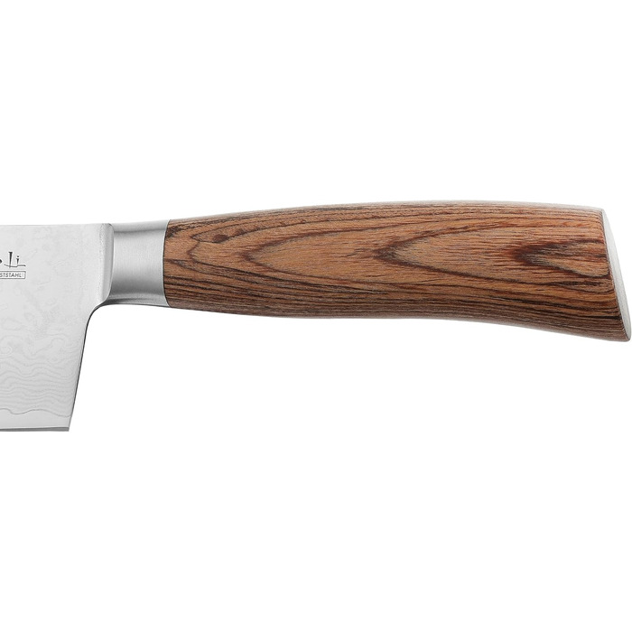 Ніж кухонний Wakoli EDIB Pro Santoku з дамаської сталі (VG10) 17 см, рукоять Pakkawood, подарункова коробка - для м'яса, риби та овочів, з можливістю гравіювання