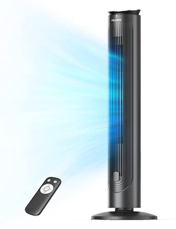 Турбовентилятор Pelonis Leiser - чорний, 106 см, 4.2 м/с, з пультом ДУ, 9-годинний таймер, 4 режими, 5 швидкостей, SMART-режим, LED-дисплей для спальні/офісу