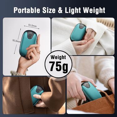 Електричні грілки для рук, набір 2 шт., перезаряджувані, портативні, 3 режими нагріву, ідеальний подарунок для спорту, гольфу, кемпінгу, блакитні