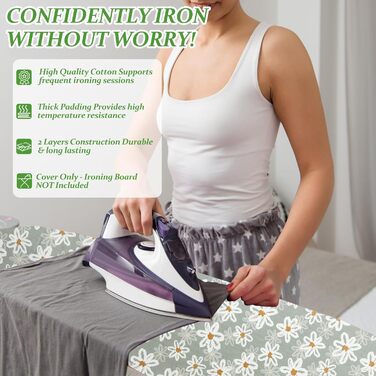 Чохол для гладильної дошки 125x45 см, Extra Dick з бавовни, з підкладкою та терморефлексною поверхнею, з гумкою, сумісний з дошками 117-125x37-45 см, для парогенераторів та прасок, Easy Fit