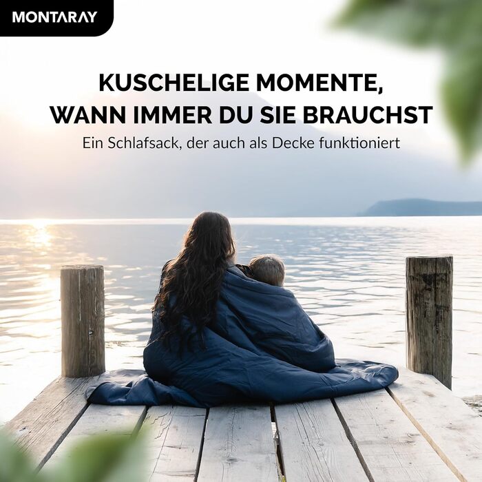 Montaray® Hooded Sleeping Bag -3°C - Outdoor Winter & Summer Sleeping Bag for Men & Women - 3-4 Season Hut Sleeping Bag (75 x 220 cm) - Blue, 150GSM