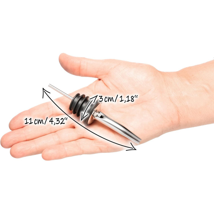 Виливники для пляшок Com-Four® 6 шт. з нержавіючої сталі – дозатор для алкоголю, олії, оцту – для бару, коктейлів, підходить для більшості пляшок (сріблястий, без кришки)