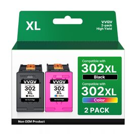 Комплект картриджів VVQV 302XL для принтерів HP (чорний та кольоровий) — заміна HP 302XL для Envy 4520-4525, Officejet 3830-3833, Deskjet 3630-3638, 1110