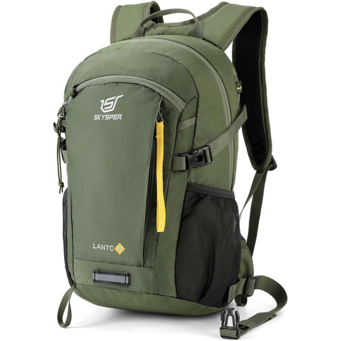 Light Hiking Backpack, Small Backpack with Ventilation, Trekking Backpack made of Breathable 3D Air Mesh Polyester, Camping, Outdoor Hiking Backpack (30L, Military Green-30l)
