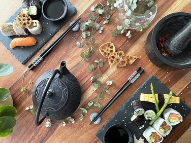 Набір для суші на 2 особи - чорний, 10 предметів: палички, шліфувальні дошки, підставки, миски. У подарунковій коробці.