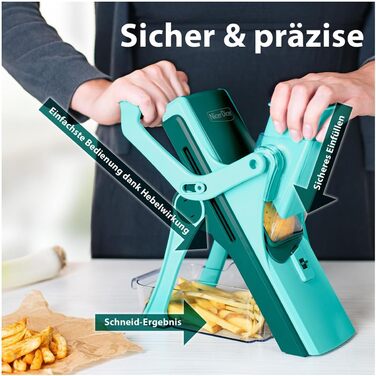 Nicer Dicer Mandoline Vegetable Slicer 12-Piece Set - Vegetable Chopper, Julienne Cutter, Cucumber Slicer, Turquoise/Green