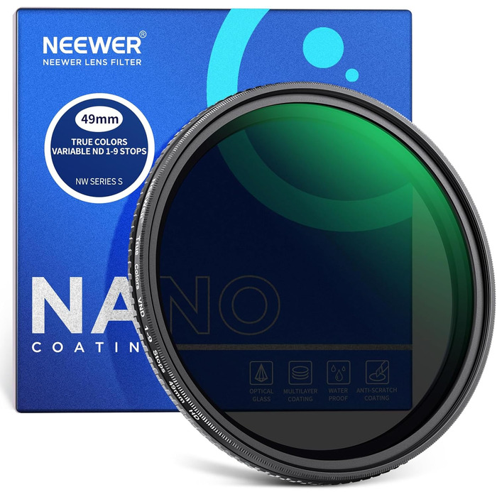 NEEWER Фільтр ND Variabler 67mm (ND2-ND400) з оптичним HD склом, регульований, для фото та відео