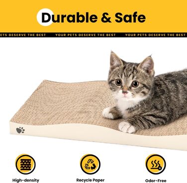 Кігтеточка для котів з коробкою та 4 змінними шарами з картону - велика кігтеточка з міцного гофрокартону, двосторонні шари для дряпання з наклейками DIY - місце для відпочинку котів у квартирі, захист меблів. Велика коробка для котів + 4 кігтеточки + нак
