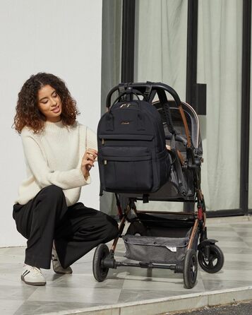 Рюкзак-переноска LOVEVOOK для мами та тата: рюкзак-сумка для догляду за дитиною з пеленальною підкладкою та ременями для дитячої коляски, чорний M