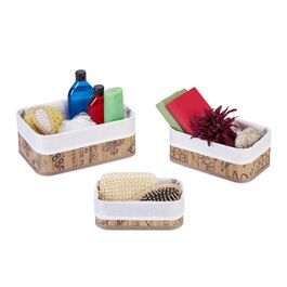 Relaxdays 3-Piece Bamboo Storage Baskets
