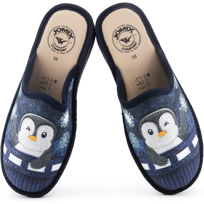 Тапочки жіночі JOMIX Winter Hausschuhe, зручні, італійські, для дому (40 EU, колір: темно-синій)