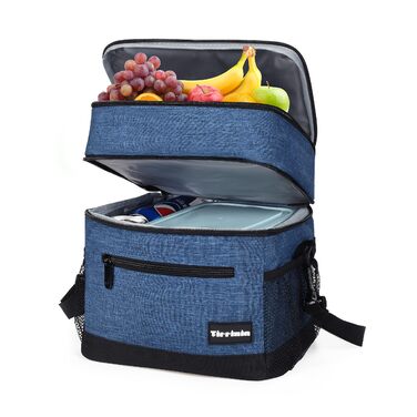 Термосумка-ланчбокс Kato Tirrinia 17L для чоловіків, виготовлена з вишуканого темно-синього матеріалу. Ідеальна для роботи, фітнесу, школи та пікніків. Зручний регульований ремінь, витримує витоки, компактно складається.