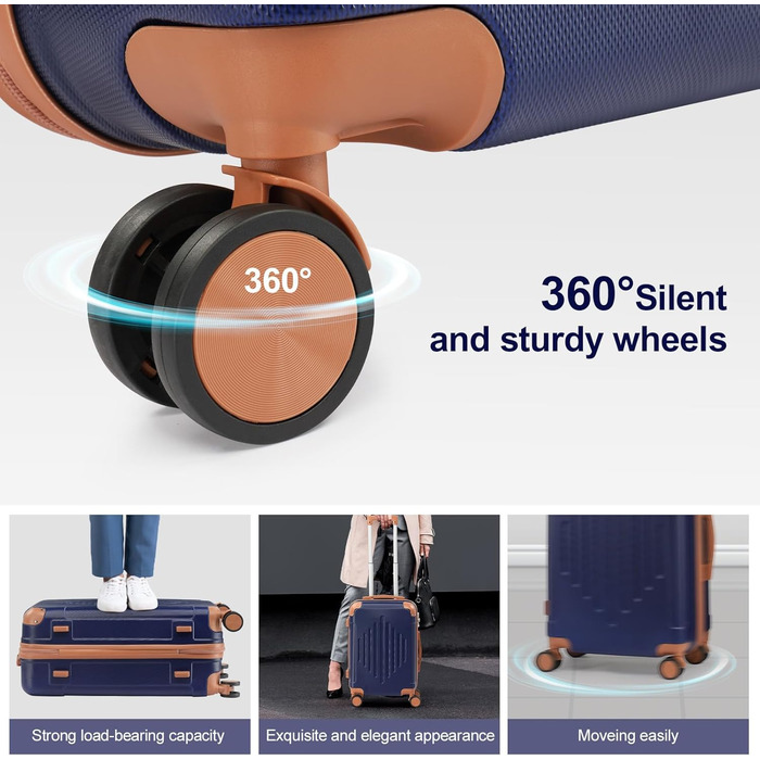 Набір валіз LEADZM 3 шт. з захистом кутів, ABS, телескопічний ручка, ручна поклажа, контрастне кольорове рішення (кремово-білий)