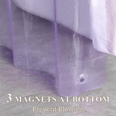 Шторка для душу Barossa Design з EVA, 180x188 см, прозора блакитна, з магнітами