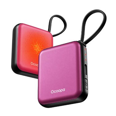Електричні грілки для рук Ocoopa 2 шт. з акумулятором 4000mAh, USB, 3 режими нагріву, до 52°C, подарунок на Новий Рік, для зими, катання на лижах, подорожей та активного відпочинку, UT5 Nano Wiesengeflüster (Ocoopa x Künstleredition) (Рожевий)