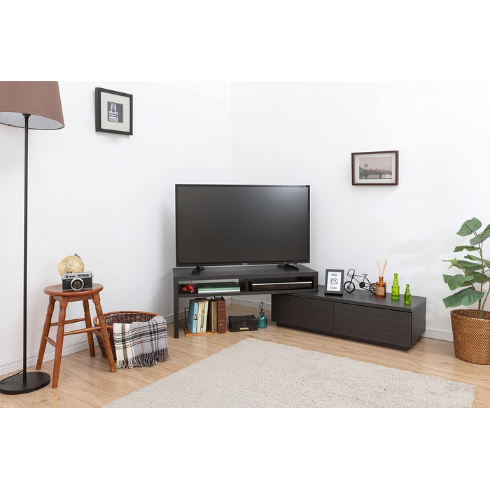 Iris Ohyama TV Furniture, TV Cabinet, TV Stand, TV Wall Mount for screens up to 43 inches, 4 shelves, Extendable, Contemporary, Bedroom, Living Room - TV Cabinet - SAB-100 - White Oak (Black Oak, TV size up to 43 inches, Expandable)