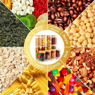 Набір скляних банок для зберігання з кришками (12 шт.) - 4x400мл, 7x500мл, 7x700мл. Скляні контейнери для кухні з дерев'яними кришками.