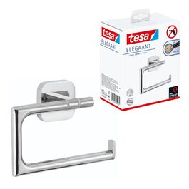 Тримач для туалетного паперу tesa ELEGAANT без кришки, хромований, для настінного монтажу на клей (без свердління), 132x99x45 мм